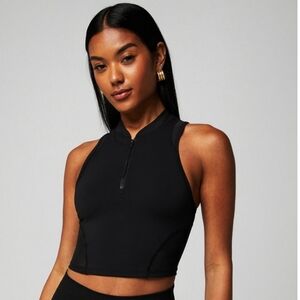 Fabletics Black Sleeveless Zip Crop Tank Top
